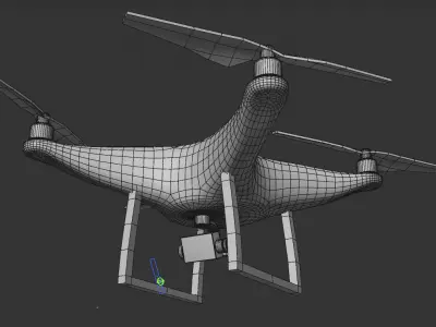 Aerodynamically Rigged 3D Drone Model Cinema4D Low-poly 3D model