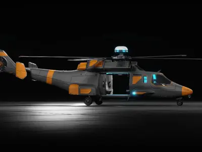 Sci-fi Helicopter Low-poly 3D model