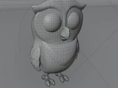 Cartoon Snowy Owl Rigged 3D Model Low-poly 3D model