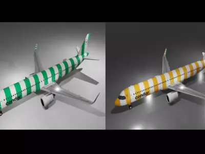 Condor airlines airbus a321neo yellow and green low poly  Low-poly 3D model