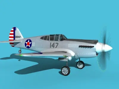 Curtiss P-40B Warhawk V11 USAAF 3D model