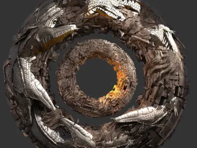 Dragon Snake Temple entrance 1 3D model