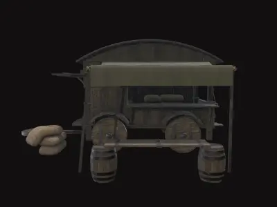 Medieval Carriage V15 Low-poly 3D model