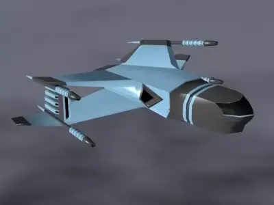 Lowpoly space attacker concept Low-poly 3D model