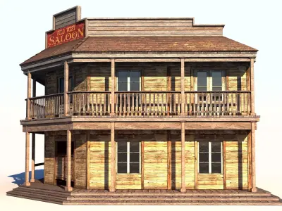 Wild West Saloon Low-poly 3D model