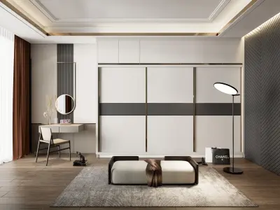 Dressing room  Wardrobe closet full Scene 3D model