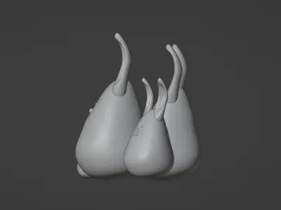 Low Poly Bunny three rabbits 3D model