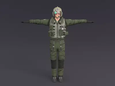 Pilot Rigged Low-poly 3D model