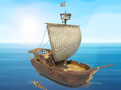 Pirate ship PBR low-poly 3D model Low-poly 3D model
