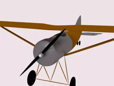 WWI-Plane 3d model Low-Poly biplane flying in sky Low-poly 3D model