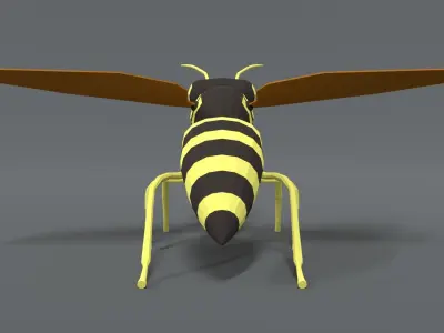 Low Poly Cartoon Hornet  Low-poly 3D model