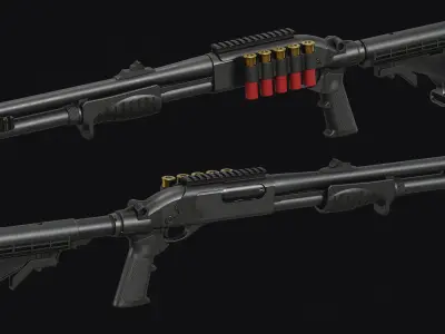 Remington 870 shotguns pack Low-poly 3D model
