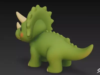 Cartoon Plush Triceratops Low-poly 3D model