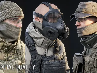 AAA MODULAR SOLDIER PACK Vol2 Low-poly 3D model