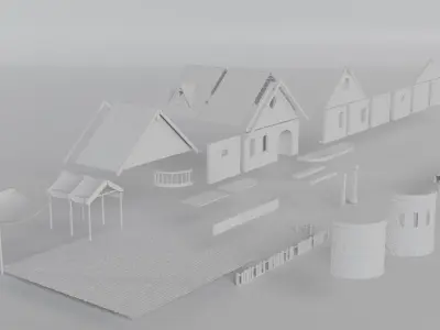 Pirate Medieval High-Detail Modular Building Kit - High Poly 3D model