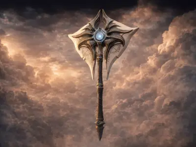 Storm Axe Low Poly Fantasy Weapon Game Ready PBR Model Low-poly 3D model