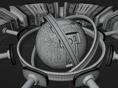 UFO 2 Sphere Core Spaceship - Ovni - Flying Saucer 3D model