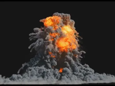 Houdini Explosion Asset Sand Advection Explosion lifetime lisc Low-poly 3D model