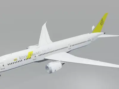 Royal Brunei Boeing 787-9 Dreamliner Low-poly 3D model