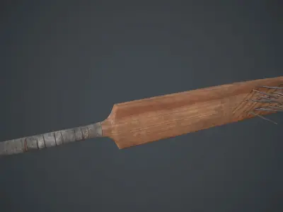 Cricket Bat Weapon With Metal Nails Low-poly 3D model