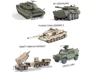 5 Military Vehicles Collection v11 Low-poly 3D model