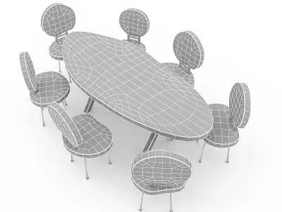 Wooden Garden Furniture 05 Low-poly 3D model