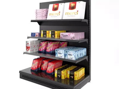 Commercial rack with chocolates 3D model