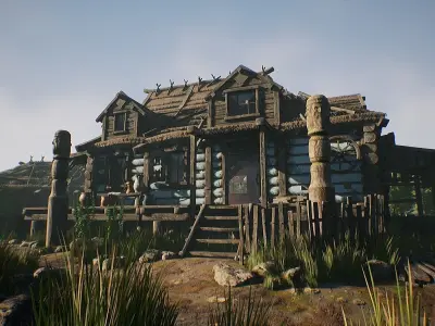  Modular Medieval Village - Unreal Project Low-poly 3D model