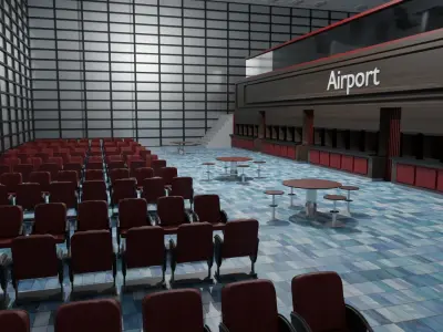 Airport Departures Lounge Low-poly 3D model