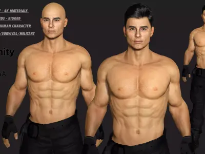 AAA 3D REALISTIC CHARACTER -HANDSOME MUSCULAR  MILITARY SURVIVAL Low-poly 3D model