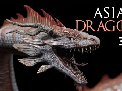 Asian Serpent Dragon Low-poly 3D model