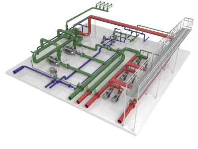 Industrial boiler room 3D model