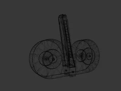Twin feed Drum magazine Low-poly 3D model
