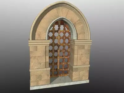 Medieval Lombard Style Portal no 2 Low-poly 3D model
