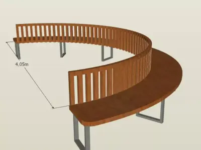 Semicircular bench Free low-poly 3D model