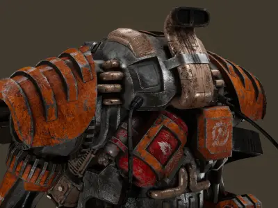 Game-ready Steampunk Mech  Low-poly 3D model