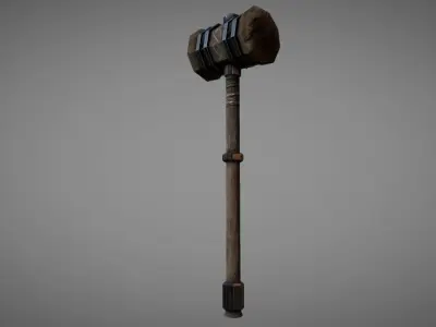 Wooden Warhammer 01 Low-poly 3D model