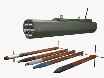  Rocket Launcher FZ233 With Missiles Low-poly 3D model