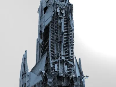 Moon Space colony Military Tower 2 3D model