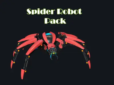 Spider Robot Pack Low-poly 3D model