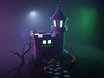 Halloween Castle Low-poly 3D model