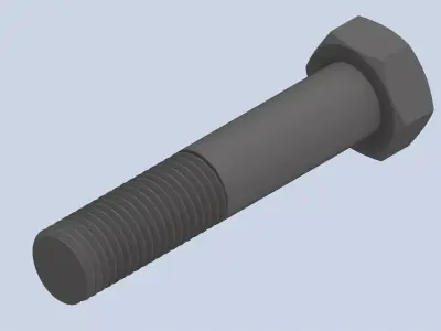 Bolt Partial Thread Hexagonal Head M16x80mm 3D model
