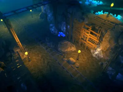 Top-Down Crystal Mine Low-poly 3D model