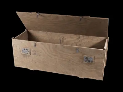 Plywood transport crate with 3 texture variations 3D model