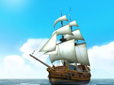 Cartoon Galleon Ship 3D model