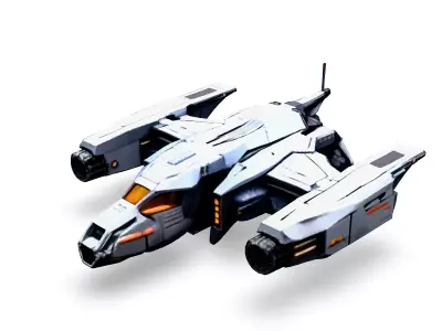 Scifi Fighter Spaceship Model Low-poly 3D model