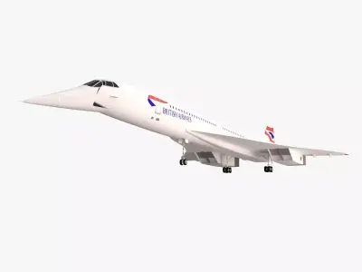 British Airways Concorde Supersonic Flight Low-poly 3D model