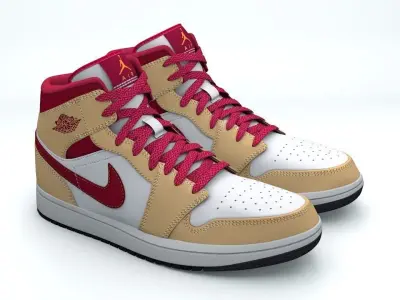 Jordan 1 Mid Low-poly 3D model