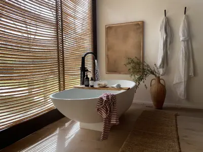 Decorative set bathtub with wooden tray and soap Free 3D model