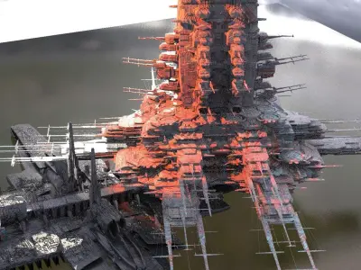 Sci-Fi Mars Facility Kitbash 3D model